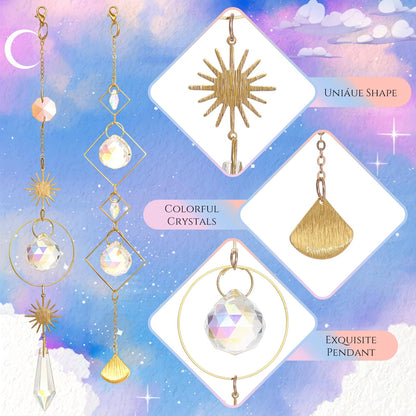 Ferrochef 6 Pcs Plant Propagation Station Colorful Crystal Suncatcher, Handmade Boho Rooting Vase, Hanging Window Plant Propagator Stations Suncatcher with Chain Pendant Ornament Balls