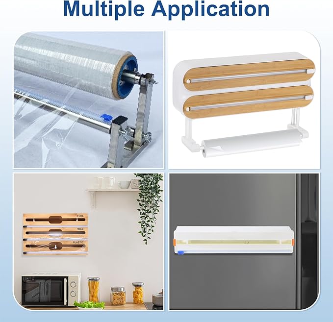 PATIKIL 8pcs Plastic Wrap Cutter, 17in Plastic Wrap Slide Cutter Self Adhesive Installation Replacement for Aluminum Foil Wax Paper Parchment Paper Wrap Dispenser, Blue