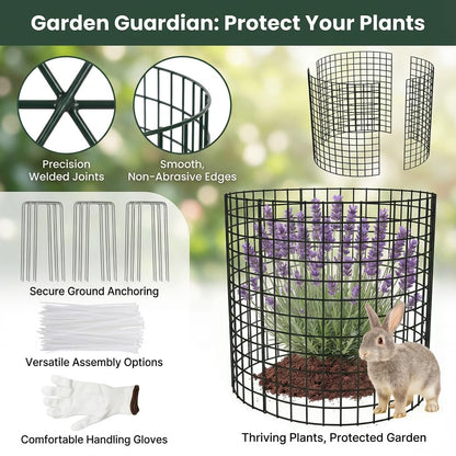 3 Pack Plant Protectors from Animals, 17×14 Inch Chicken Wire Mesh Cloche Cages, Sturdy Garden Animal Barrier for Vegetables & Flowers, Includes Stakes, Zip Ties, Pliers & Gloves