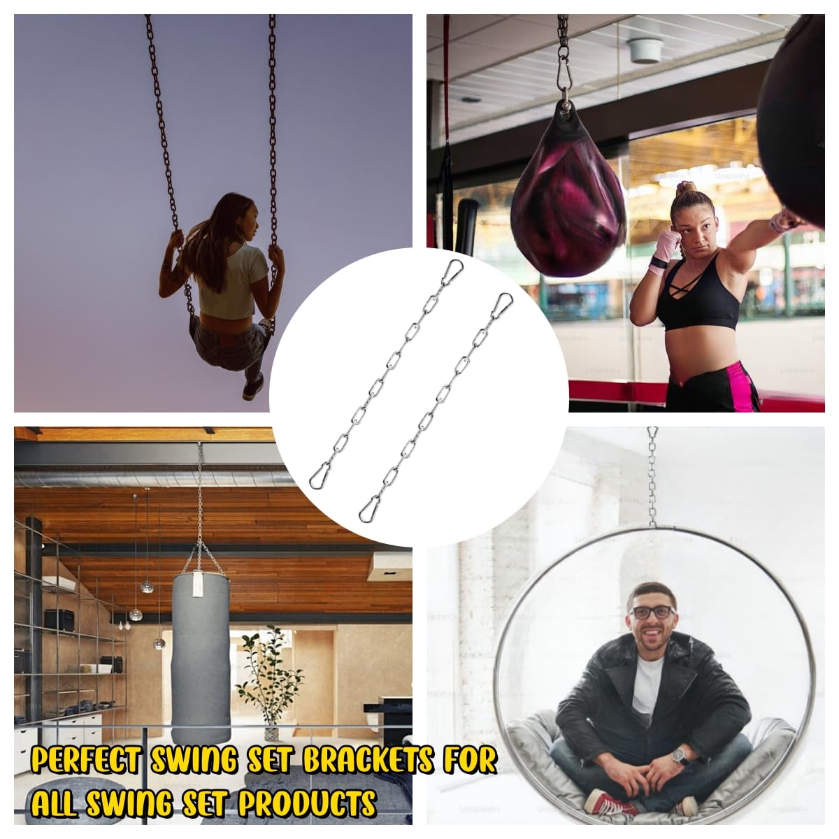 ZRruowin Heavy Duty Chain 440LB 40" Chains for Heavy Bag, Hammock, Swing, Outdoor Indoor Use, Rust-Resistant Secure Hanging