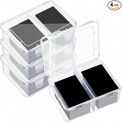 Vicenpal 300 Card Storage Box Compatible with Mtg TCG Clear Plastic Trading Card Storage Box with Removable Divider Hard Trading Deck Case for Baseball Football Game Organizer Collector(4 Pcs)