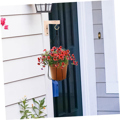 Luxshiny Wooden Plant Hangers 2pcs Plant Wall Hooks Heavy-Duty Indoor Outdoor Hanging Bracket for Flower Pots Natural Wood Finish