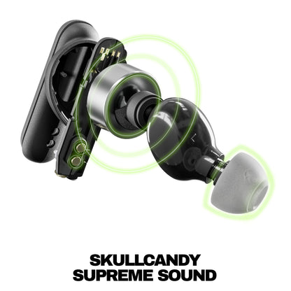 Skullcandy Smokin’ Buds Wireless Earbuds, Bluetooth Headphones, Noise Isolating Fit, Up to 20 Hours Battery, IPX4 Sweat and Water Resistant, Microphone for iPhone Android - True Black