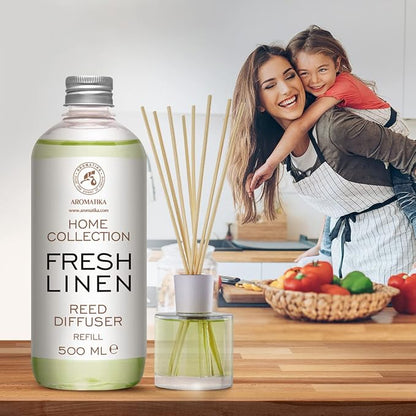 Reed Diffuser Refill Fresh Linen 17.0 Fl Oz (500ml) - Room Diffuser Refill - Home Fragrance - Scented Diffuser - Fresh Aroma - Room Fragrance - Fresh Linen Scent - Room Freshener