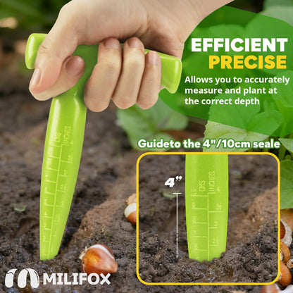 Milifox Seed Planter Tool, 6.9" Dibber Garden Tool, Plastic Dibbler Tools for Planting, Seed Dispenser, Bulb Digger Garden Planter for Sowing Seeds, Bulbs, Digging (Light Green 2pcs)