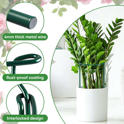 8 Pack 32 or 16 inch Adjustable Plant Support Stakes, Heavy-Duty Half Round Peony Support, Garden Plant Stakes Cage for Outdoor Plants, Peony, Tomato, Hydrangea, (16In Support +16In Extension Tubes)