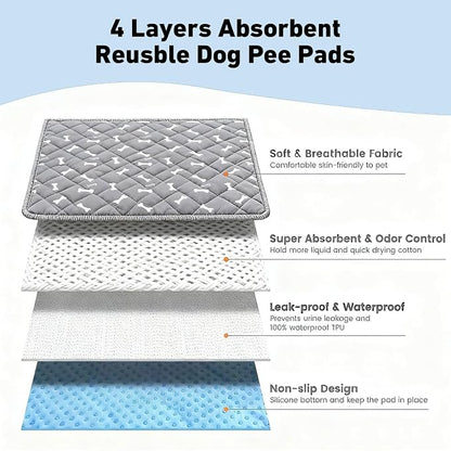 Puppy Pads with Pheromones,Washable Puppy Pee Pads for Dogs,Reusable Puppy Pads Washable for Dogs & Cats, Washable,Durable Leak-Proof & Anti-Slip Pet Training Pads for Home & Trave(Gray+Brown-2,S)