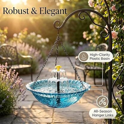 Solar Hanging Bird Bath Fountain, 2026 New 3 Layers Solar Powered Bird Bath Fountain, Outdoor Humming Birds Cascade Baths Fountains, Garden Patio Yard Backyard Lawn Decor (Gray)