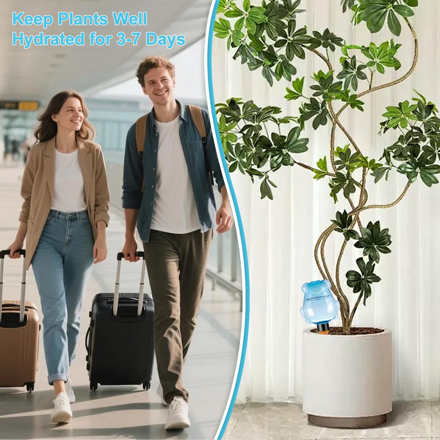 3Pcs Frog Plant Self Watering Globes for Indoor and Outdoor Plastic Water Bulbs Top Fill Plant Watering Globes Slow Release Terracotta Plant Watering Devices System for Plants, Blue