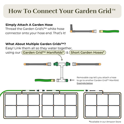 Garden Grid Watering System - 2x6 Cornerless | Raised Garden Bed Drip Irrigation System, But Better | Pre-Assembled, Waters Every Plant | Ideal for Beds w/Corner Posts or Curved Ends | 22.5"x66"