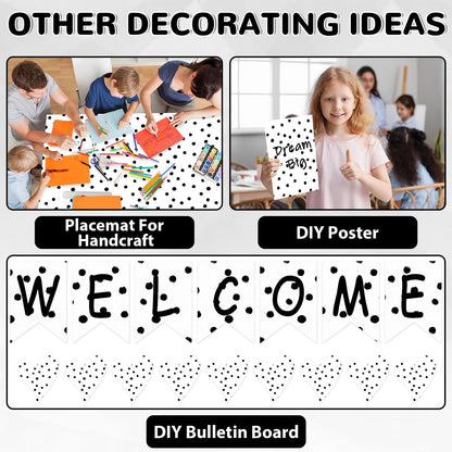 Qyeahkj Black Dot Bulletin Board Paper Roll Black Polka Dot Bulletin Board Background Paper Fade Resistant Classroom Decoration Poster Art Craft Home Wall Education Decor Supplies 17.7in x 20ft