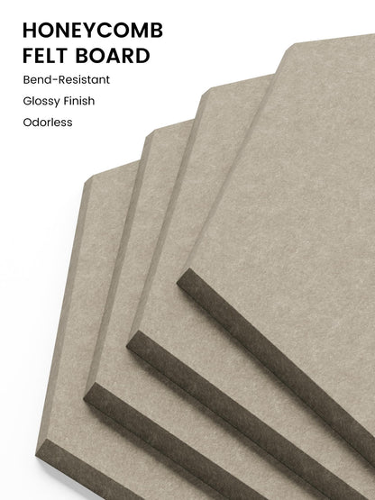Fluxynara Hexagon Cork Board Alternative for Walls Decor-12-Pack Felt Bulletin Board Tiles,with 30 Pushpins,70 Adhesive Tabs for Office,Classrooms & Home Pin Board Felt Board-Earth Brown