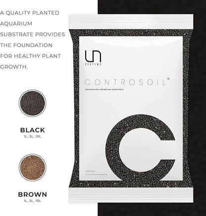 Ultum Nature Systems Controsoil - Freshwater Aqua Soil Substrate for Fish, Shrimp, Live Plant Propagation and Aquascaping - 6.8pH Low Ammonia, Volcanic Ash - Black, Normal (10 Liter)