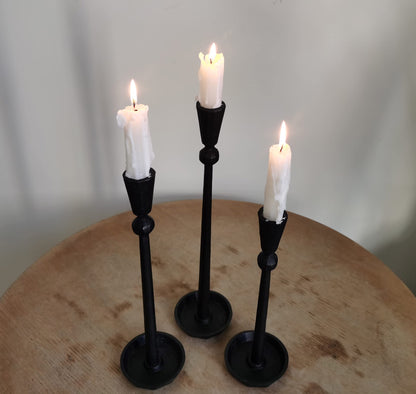 Iron Taper Candle Holder Set 3 - Decorative Candle Stand - Candlestick Holder for Wedding, Dinning, Party (Black)…