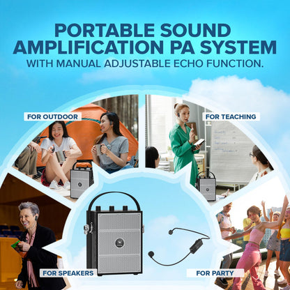 SANMIC Bluetooth 5.3 Voice Amplifier with Wireless Microphone Headset,Personal Wireless Amplifier Mic for Teachers,40W Loudly Portable Megaphone Pa System for Classrooms,Speeches,Outdoors Indoors-S98