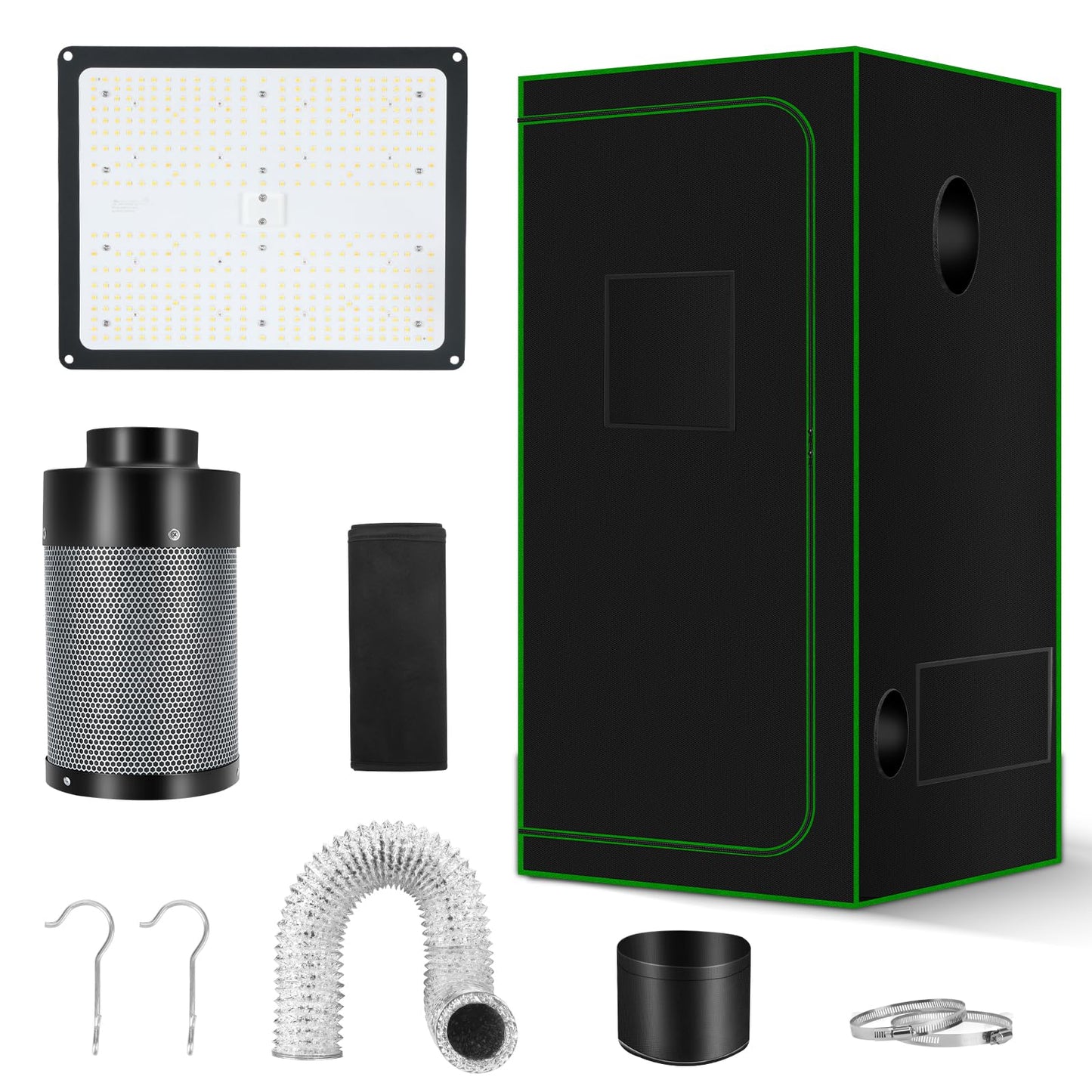 MELONFARM Grow Tent Complete System 2x2, Schedule Full Spectrum 100W LED Grow Light & Grow Tent Kit 24"x24"x48", 4" Adjustable Ventilation Kit, Noise-reducing Rubber Duct Connector