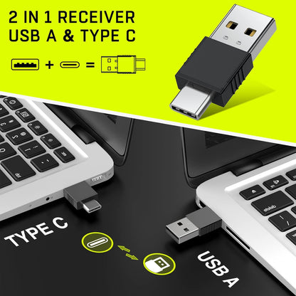 2 in 1 USB Type C Presentation Clicker Air Mouse with Red Light Pointer, Wireless Presenter for PowerPoint Presentation PPT Clicker, 2.4GHz Presenter Remote Slide Advancer for MacBook/Computer/Laptop
