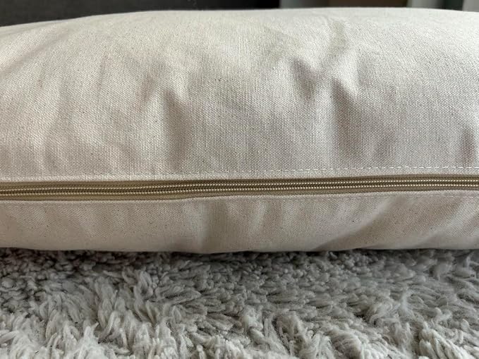 Natural Cotton Canvas Dog Bed – Raw Cotton Filled Pet Cushion Insert, Breathable Eco-Friendly Dog Mattress, Durable Washable Cover with Zipper (Natural, Large 48"x30"x5")