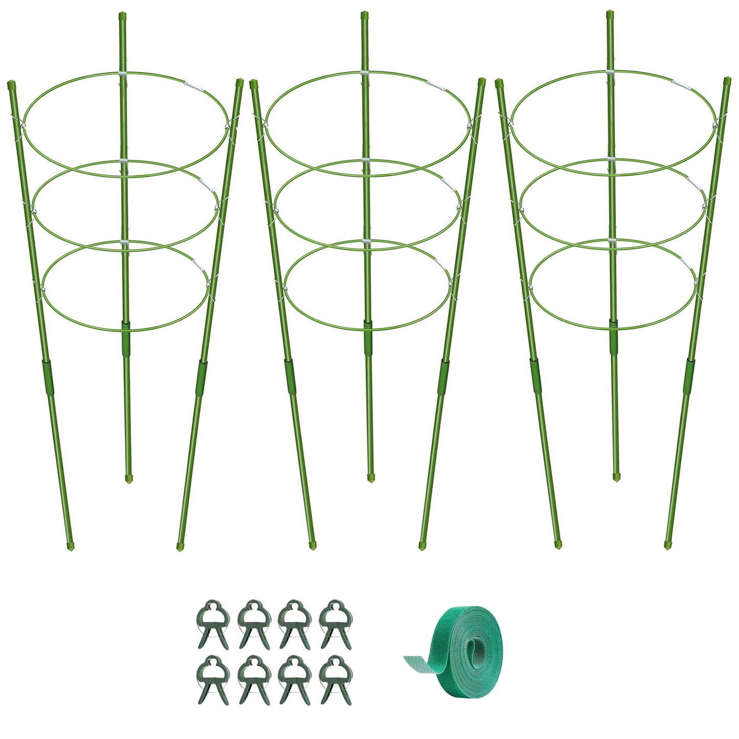 KLS 3 Pack Tomato Cage for Pots Plant Support, Upgrade 36 Inches Tomato Cages for Garden, Pepper Cage Trellis Kit with Plant Tie and Clips (36")