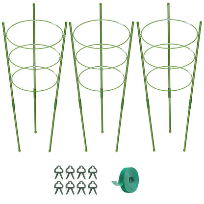 KLS 3 Pack Tomato Cage for Pots Plant Support, Upgrade 36 Inches Tomato Cages for Garden, Pepper Cage Trellis Kit with Plant Tie and Clips (36")