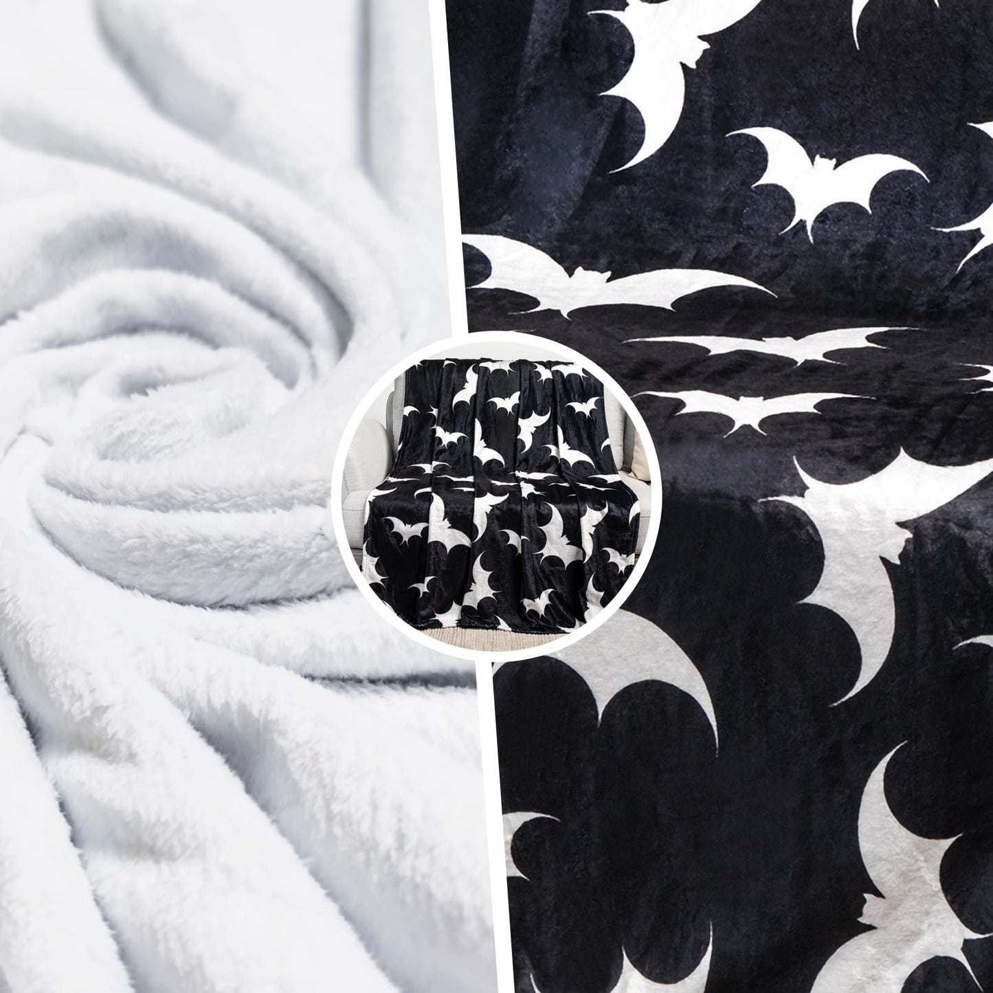 Gothic Bat Pattern Throw Blanket - Soft Flannel, Spooky Home Decor for Couch & Bed (50" x 60").