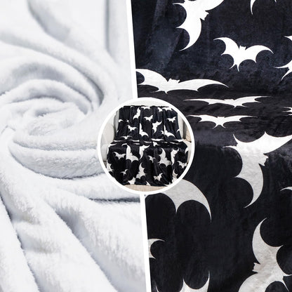 Gothic Bat Pattern Throw Blanket - Soft Flannel, Spooky Home Decor for Couch & Bed (50" x 60").
