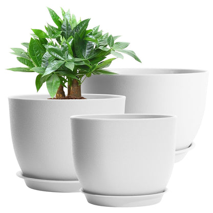 GARDIFE 12/10/9 inch Plant pots, Plastic Large planters for Indoor Plants, Flower pots, White