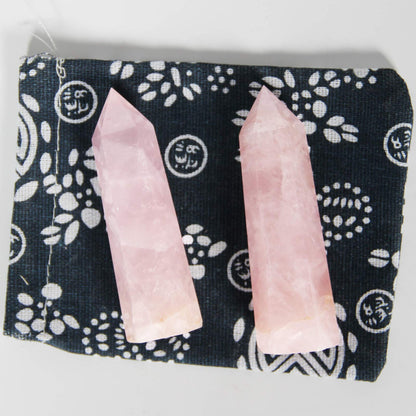 3.1''-3.5'' Rose Quartz Crystal Wand 2 PCS, Rose Quartz Crystal and Healing Stones, Gift Box Packaging