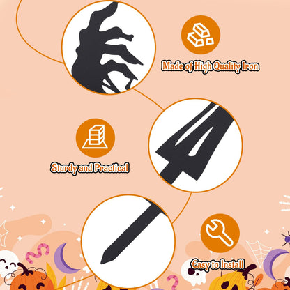 GLOBLELAND 3 Pcs Halloween Zombie Hand Garden Stakes Silhouette Hands Metal Decorative Garden Stakes Scary Silhouette Metal Yard Signs Decorations for Holiday Lawn Patio Yard Decor