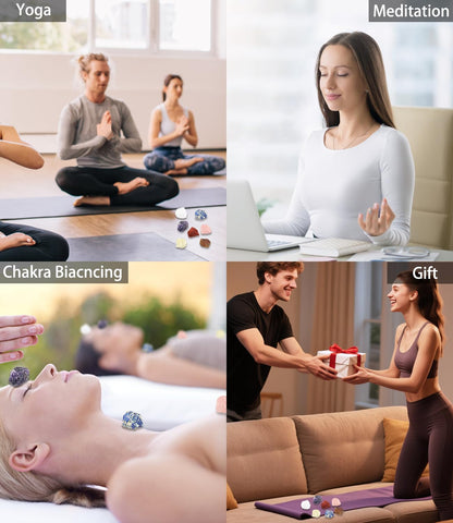 7 Chakras Crystals and Healing Stones with Selenite Charging Plate and Guide Booklet for Beginners, Collection, Meditation, Yoga