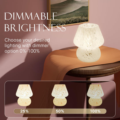 Dawnwake Mushroom Lamp Table Lamp for Bedroom,Small Desk Bedside Lamps for Living Room,Mushroom Decor Cute Mini Modern Mid Century Lamps for Night Stands (White)