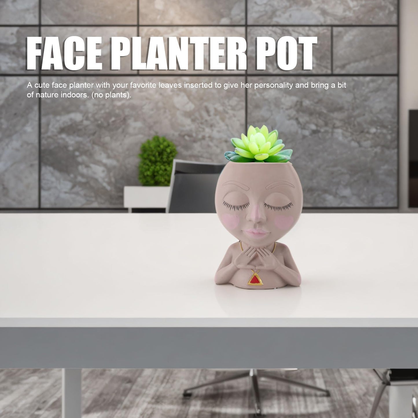 CHEOTIME Face Planter Pot, Cute Head Planter for Indoor Outdoor, Multipurpose Resin Girl Heads Succulent Planter Flowerpot with Drainage Hole for Indoor Outdoor Plants