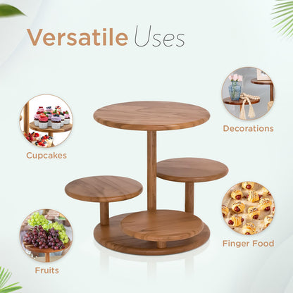 4 Tier Cupcake Stand, Cupcake Tower Stand 50 Cupcakes, Coasters Set of 4 Free, Halloween Cupcake Stand, Wooden Dessert Display for Birthday, Perfect for Tiered Cake Stand Enthusiasts