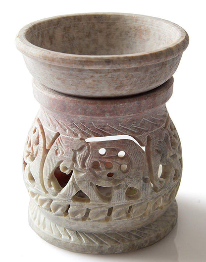 Hand Carved 3' Oil Diffuser Made of Soapstone with Tea Light Holder by Shalinindia - Aromatherapy