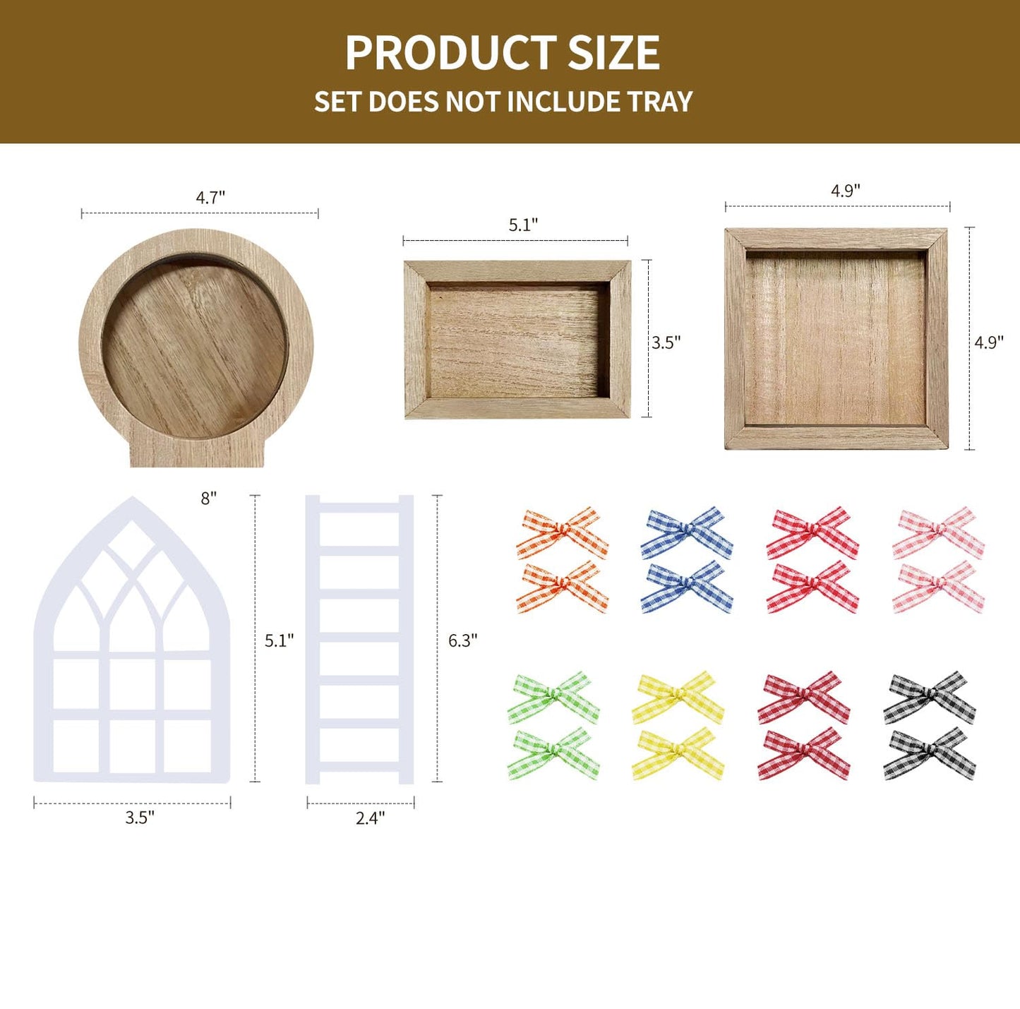 nuvagiki Interchangeable Seasonal Tiered Tray Decor Set, Farmhouse Holiday Wooden Sign Kit with Frames, Ladder & Arch, Year Round Home Decorations for Bee Spring Summer Patriotic (Tray Not Included)