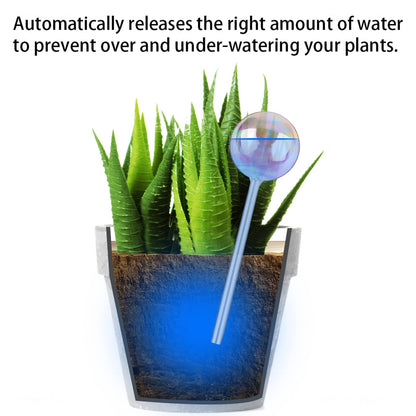 Tomorotec [3PCS] Light Iridescent Rainbow Gradient Color Clear Glass Self-Watering System Spikes, Automatic Plant Waterer Bulbs