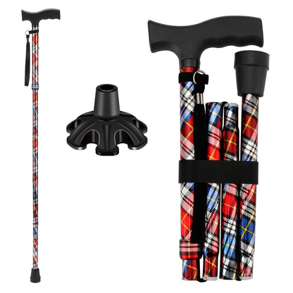 Walking Cane LIXIANG Cane for Woman | Mobility & Daily Living Aids | 5-Level Height Adjustable Walking Stick | Comfortable Plastic T-Handle Portable Walking Stick Folding Cane with Replace Tip