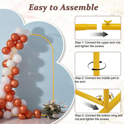 Vincidern 6.6 FT Wedding Arch Backdrop Stand for Party, Balloon Arch Stand, Wedding Arches for Ceremony, Metal Arch Backdrop Stand for Baby Showers, Birthday Party, Events Decoration Door Frame Gold