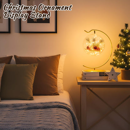 AceOrbit 24 Pcs Ornament Display Stand 6 Inch Iron Hanging Stand Christmas Ornament Hanger Holder Decoration Display Holder Hook for Glass Globe Air Plant Terrarium Table Decor (Gold)