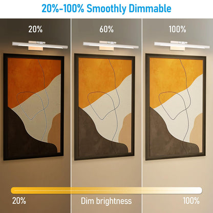 LEONLITE 3CCT Dimmable LED Picture Light, 2700K/3000K/4000K Selectable, CRI90 Swivel Full Metal Picture Frame Light for Wall Art, Painting, Artwork, Portrait, Plug-in & Hardwired, White