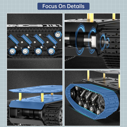 Robot Tracked Tank Car Chassis with Encoder DC Motor, Suspension Shock Absorption Chassis Car Double Layer Full-Metal Robotic Moving Platform Track for Arduion RPi Jetson DIY Maker Smart Robot Car