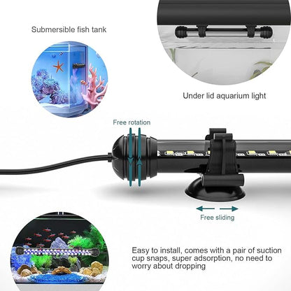 SEAOURA Led Aquarium Light with Timer, Submersible Aquarium Plant Light, Fish Tank Light with Auto On/Off, 3 Lighting Modes, Adjustable Brightness (26.8 in for 28-52inch Planted Tank), 14W