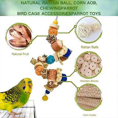 Natural Bird Rope Perches, Parakeet Swing Chew Toy, Birdcage Hanging Toy for Conure Cockatiel Budgies Lovebird Parrot