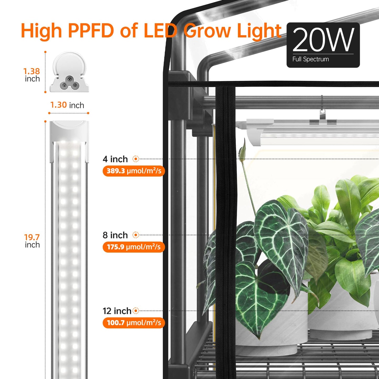 Bstrip Indoor Greenhouse with Grow Light, Mini Green House with 4 Pack 20W Full Spectrum Plant Lights with Timer, Plant Shelf with Tent for Indoor Plant, Seed Starting, Seed Tray, 27.2"x19.9"x61.8"