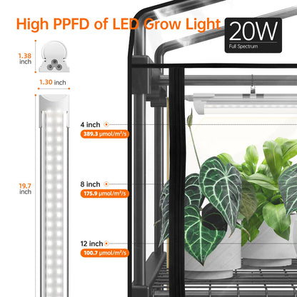 Bstrip Indoor Greenhouse with Grow Light, Mini Green House with 4 Pack 20W Full Spectrum Plant Lights with Timer, Plant Shelf with Tent for Indoor Plant, Seed Starting, Seed Tray, 27.2"x19.9"x61.8"