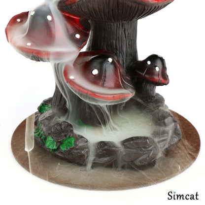Simcat Backflow Incense Burner Holder Mushroom Handicraft Decor Resin Reverse Flow Incense Burner Censer Cone Incense Waterfall Burner + 20 Backflow Incense Cones 30 Incense Sticks 1 Tweezer 1 Mat