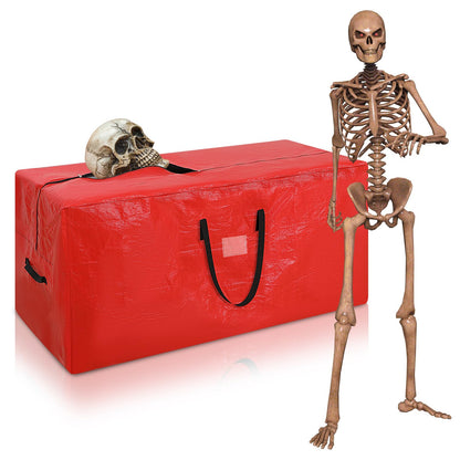 Cozypower Christmas 12ft Skeleton Storage Bag Fit up to 12ft Skeleton Christmas Tree Storage Bag Heavy Duty Extra Large Container with Durable Handles and Dual Zipper Totes 65 x 30 x 30 Inch(Red)