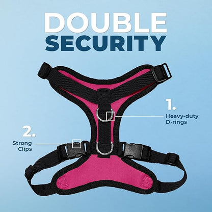 Voyager Step-in Pet Harness - All Weather Mesh, Adjustable Step in Harness for Cats and Dogs by Best Pet Supplies - Fuchsia/Black Trim, M