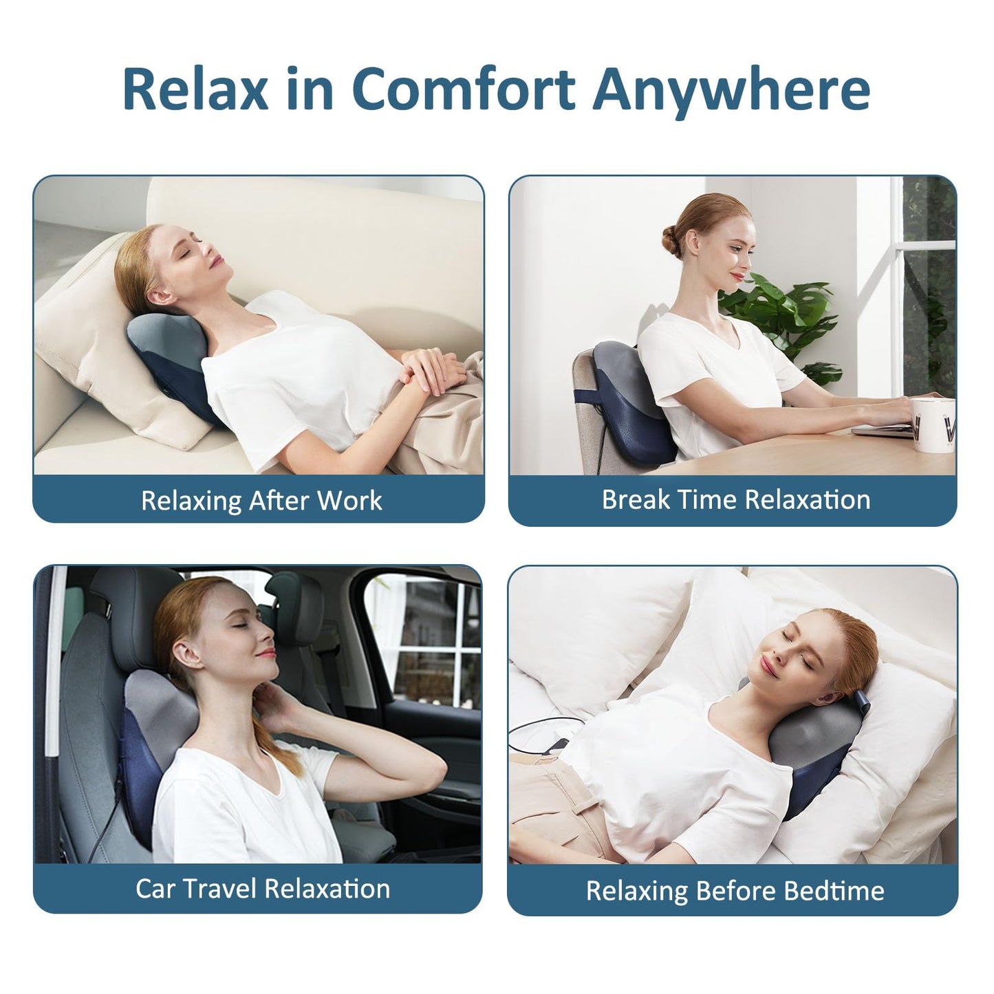 MOUNTRAX Back Massager with Heat, Gifts for Women Men, Shiatsu Neck and Back Massager for Pain Relief Deep Tissue, 3D Kneading Portable Massage Pillow for Neck, Shoulders and Full Body