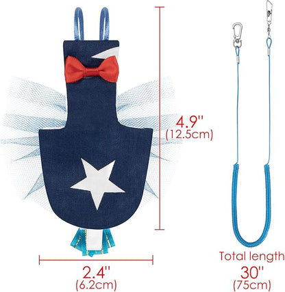 Adjustable Parrot Diaper, Parrot Clothes for Birds, Parrot Diaper Bird Flight Suit, Bird Diaper Harness, Bird Parrot Diaper with Elastic Training Rope (Dark Blue, 1PCS)